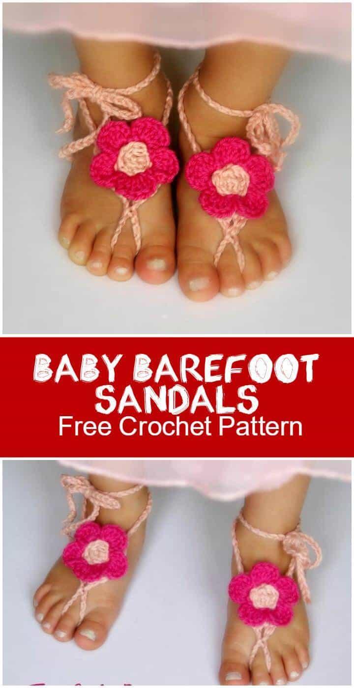 Sandalias de bebé descalzo Patrón de ganchillo gratis